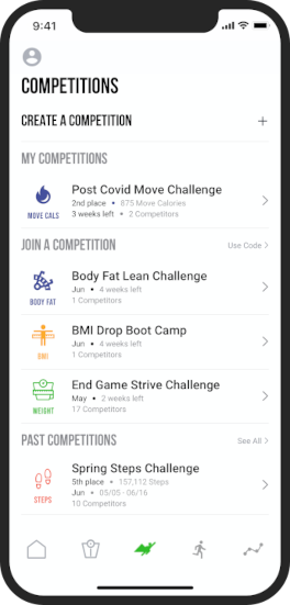 Create Workout Challenge App and Competitions